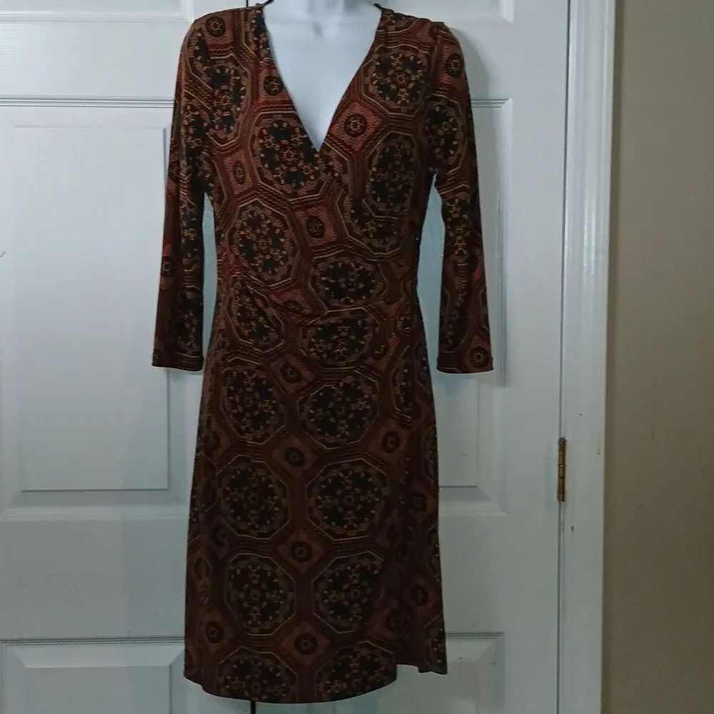 41 Hawthorn rust mustard zipper wrap business career dress Sz M NWOT